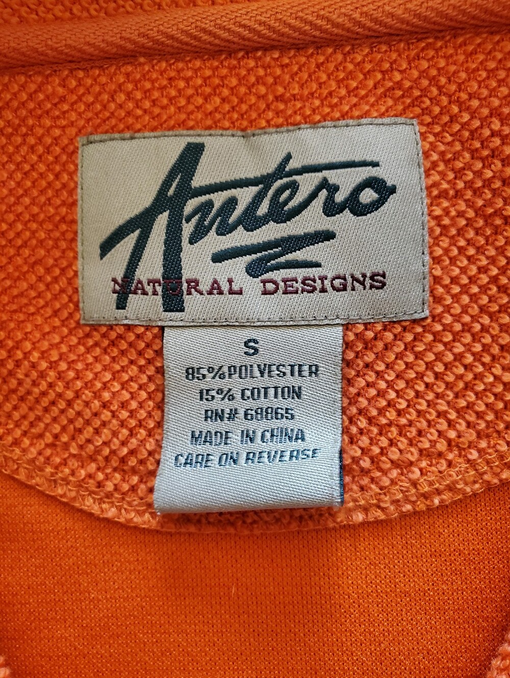 Antero Vintage 1/4 Zip Orange Fleece Pullover Jacket Sun Logo Activewear - Picture 2 of 11